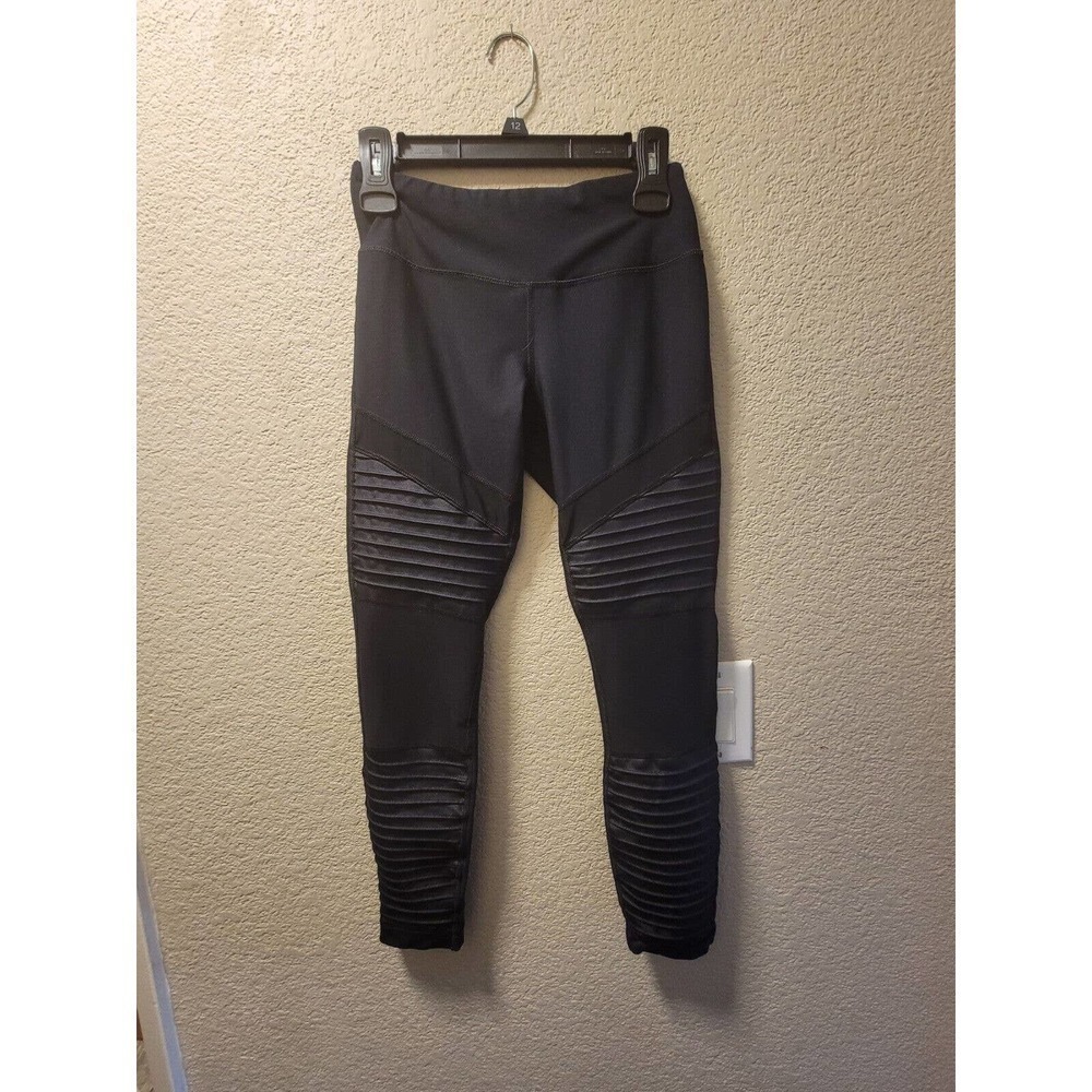 90 Degree By Reflex Black Legging With Faux Leather Detail Size Small